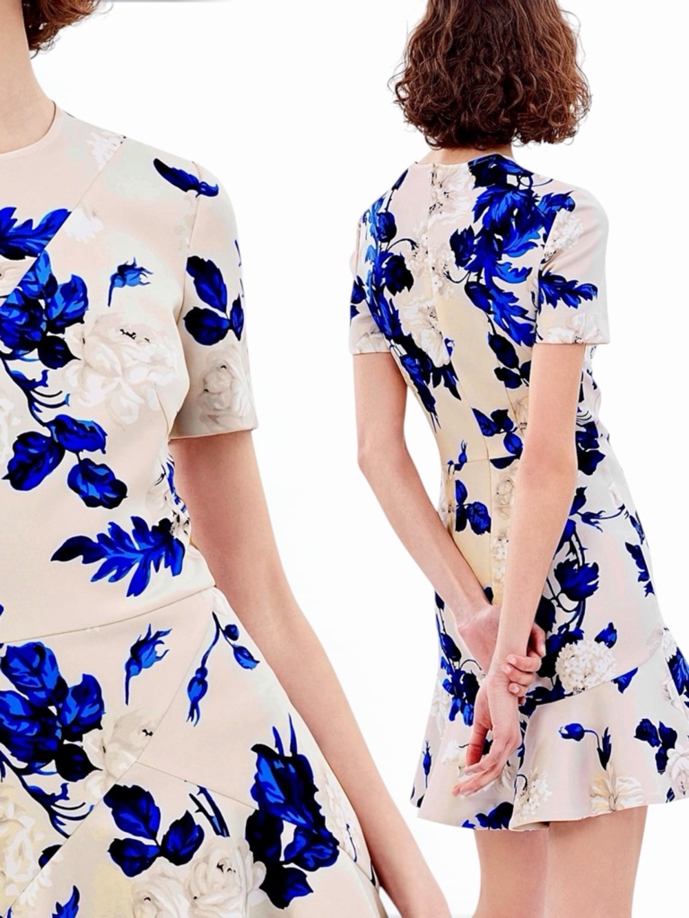 Lover – Mini Dress – Watercolour Scuba Mini Dress – Blue Floral – Sz. XS